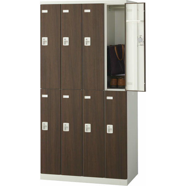 木目扉タイプ ロッカー 8人用タイプ シリンダー錠 SLB-8 更衣室 会社 学校 施設 塾 美容室 病院 ロッカー 更衣ロッカー プール 事務 ジム ニューグレー 生興 SEIKO 【日本製】