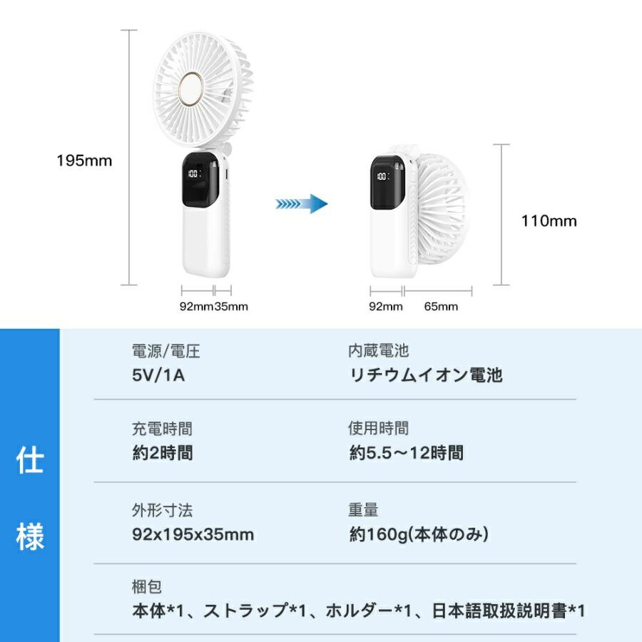 ハンディファン 扇風機 携帯扇風機 4in1 首掛け 手持ち 卓上 スタンド 静音 強風 ハンディ扇風機 USB扇風機 5段階風量調節 おしゃれ 夏対策 手持ち 卓上扇風機 ミニ アウトドア 屋外 熱中症 暑さ対策 長時間連続稼働 ハンズフリー ギフト