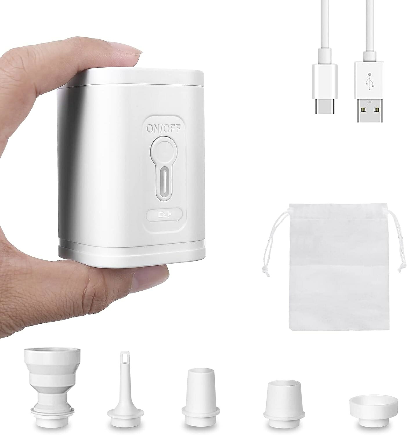携帯式 電動エアーポンプ TINY PUMP 超軽量 電動ポンプ 小型 USB-C充電式 1200mAh ...