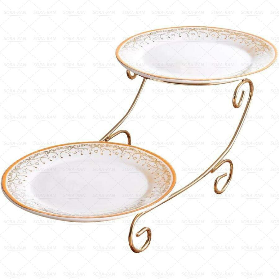 ケーキスタンド 多層 ゴージャスな金枠プレート アフタヌーンティー 皿 セット 北欧の風 (2段) アフタヌーンティー ティースタンドお菓子入れ フルーツパーティ用 結婚式 誕生日 謝恩会 バイキング 2段 ゴールド 金色 サークル 企業 高級感