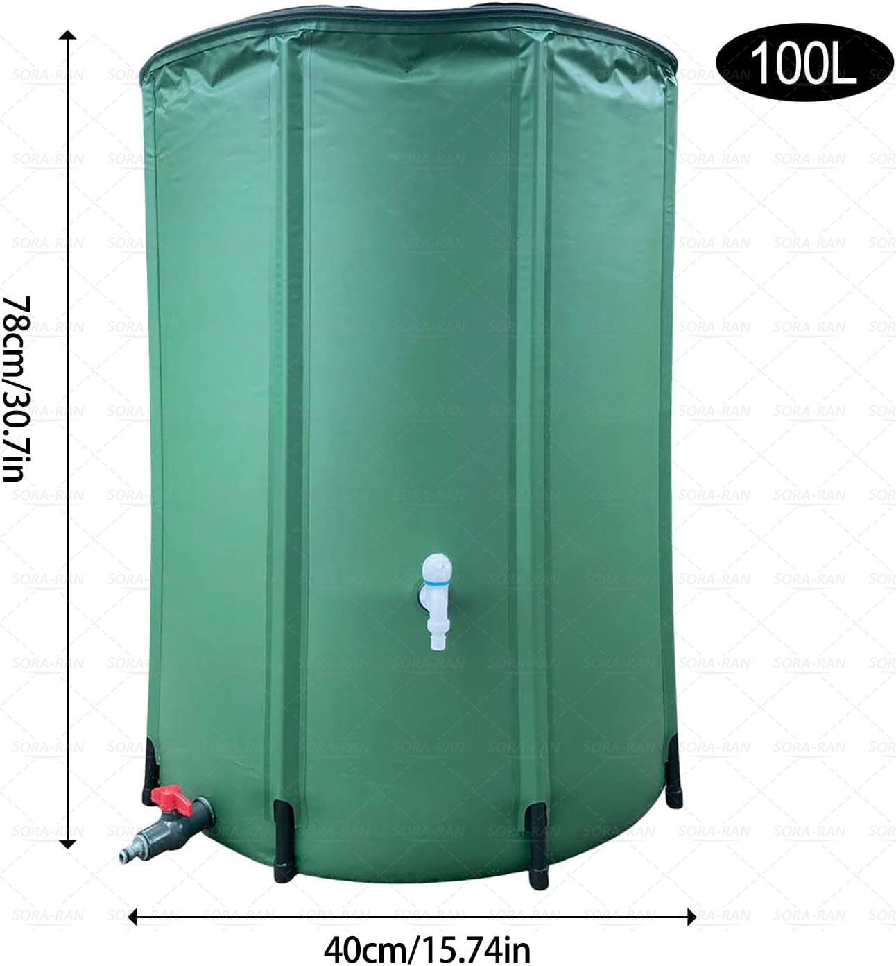 sora-ranの雨水タンク 家庭用 集水器 貯水タンク 100/200/225L 屋外折りたたみ式ポータブル ウォーターバケツ 防災 屋外用 園芸植物灌漑可能 雨を貯めて節水 貯留タンク 簡単設置 雨水を貯めて節水可能 農業 緊急給水 雨水収集用｜アングル2