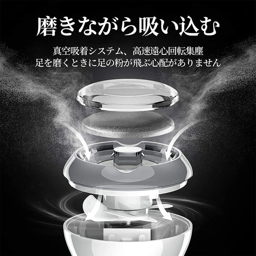 sora-ranの電動角質リムーバー USB充電式 かかと 角質取り2段階スピード 3つローラー 電動角質取り機 ハードスキンリムーバー 水洗い可 真空吸引 足裏角質ケア かかとケア フットファイルペディキュアツール 角質リムーバー プレゼント ギフト 送料無料｜アングル3
