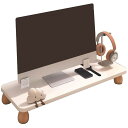 パソコンラック 卓上パソコン台 卓上デスクシェルフ pc台 ディスプレイ 人間工学デザイン キーボード収納 机上台 パソコンモニター置き台 木製 省スペース 簡...