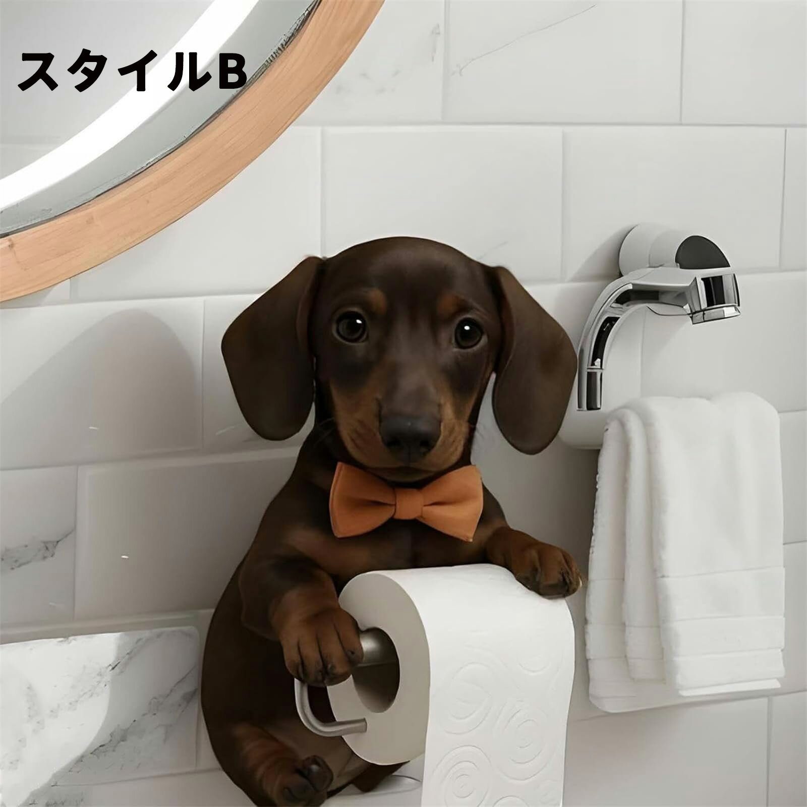 YUETトイレットペーパーホルダーディスペンサー壁取り付けラウンドマウントティッシュスタンドハンガーバスルームキッチン収納クロムSUS304ステンレススチール(ホワイト)