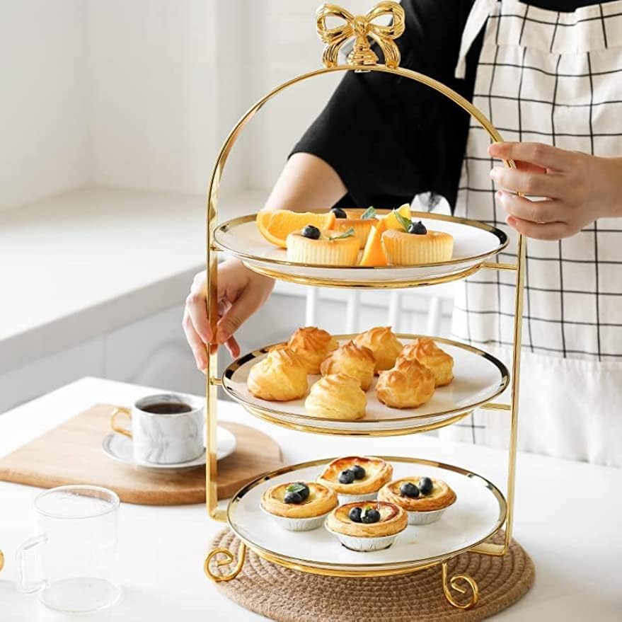ケーキスタンド セラミック 2段/3段 フルーツバスケット ケーキディスプレイスタンド お菓子 皿 デザートスタンド アーチ型カップケーキスタンド アフタヌーンティースタンド フルーツバスケット かわいい おしゃれ 収納ホルダー 北欧風 パーティー 誕生日 結婚式 プレゼント