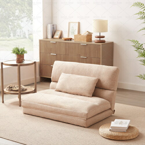 【即納】【ベージュ】折りたたみ ソファベッド 座椅子 幅103cm 2人掛け ソファ リクライニング 5段階 コンパクト P1/P2 おしゃれ プレゼント ギフト 贈り物 送料無料 [3]