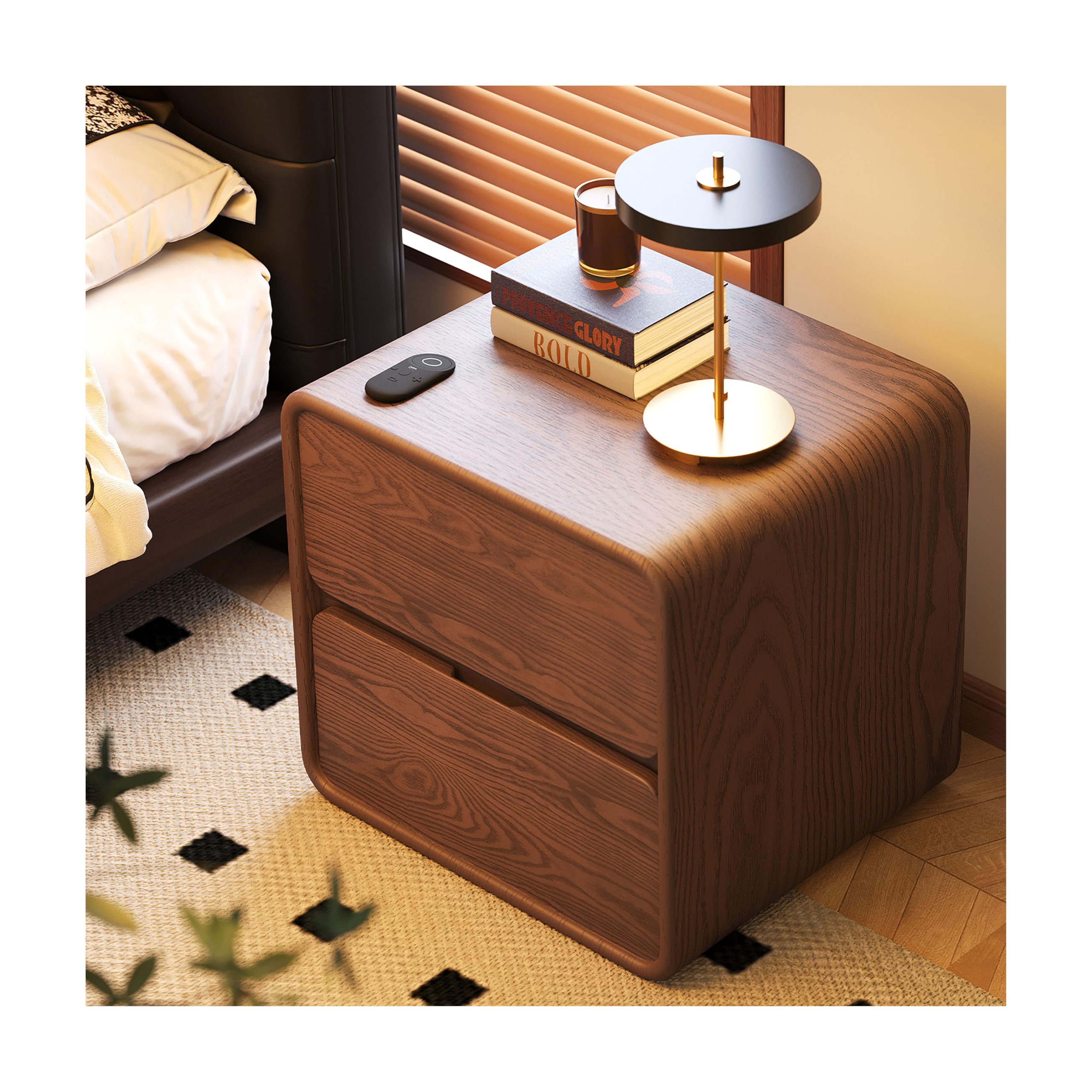 ベッドサイドテーブル 皮革 サイドテーブル ナイトテーブル 無垢材の引き出し 組み立ては不要です ド ..