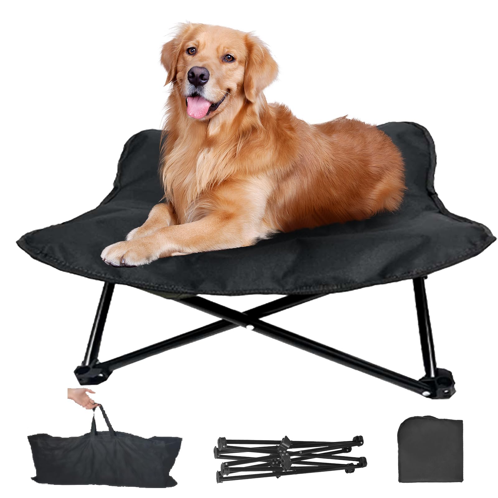 犬用ベッド ドッグコット犬用ベッド 折りたたみドッグコットベッド 洗える クッション 組立簡単 折り畳み式 携帯便利 犬用コット アウトドア キャンプ お出かけ (70×70cm)