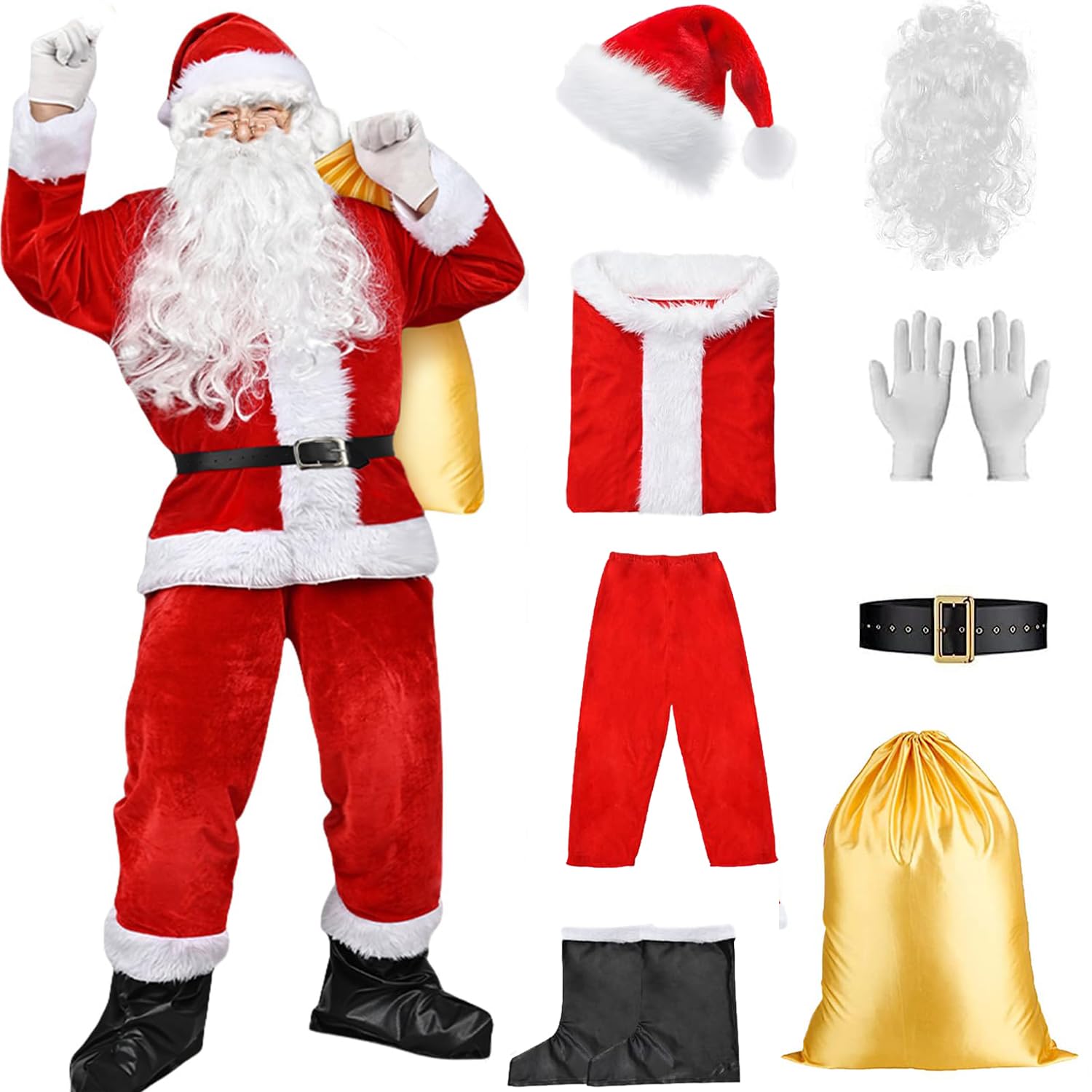 Rakuten - 【8点セット】サンタクロース 衣装サンタ コスプレ コスチューム 厚手 大人用 クリスマス 仮装 サンタコスプレ衣装 クリスマスコスプレ サンタクロース 仮装 イベント パーティー 舞台 新年会 文化祭