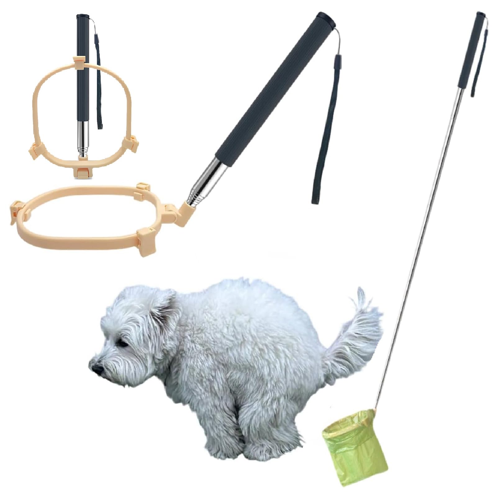 犬用うんちキャッチャー 犬のフンキャッチャー 伸縮ハンドル 折りたたみ式 片手操作 手汚れない ペット..
