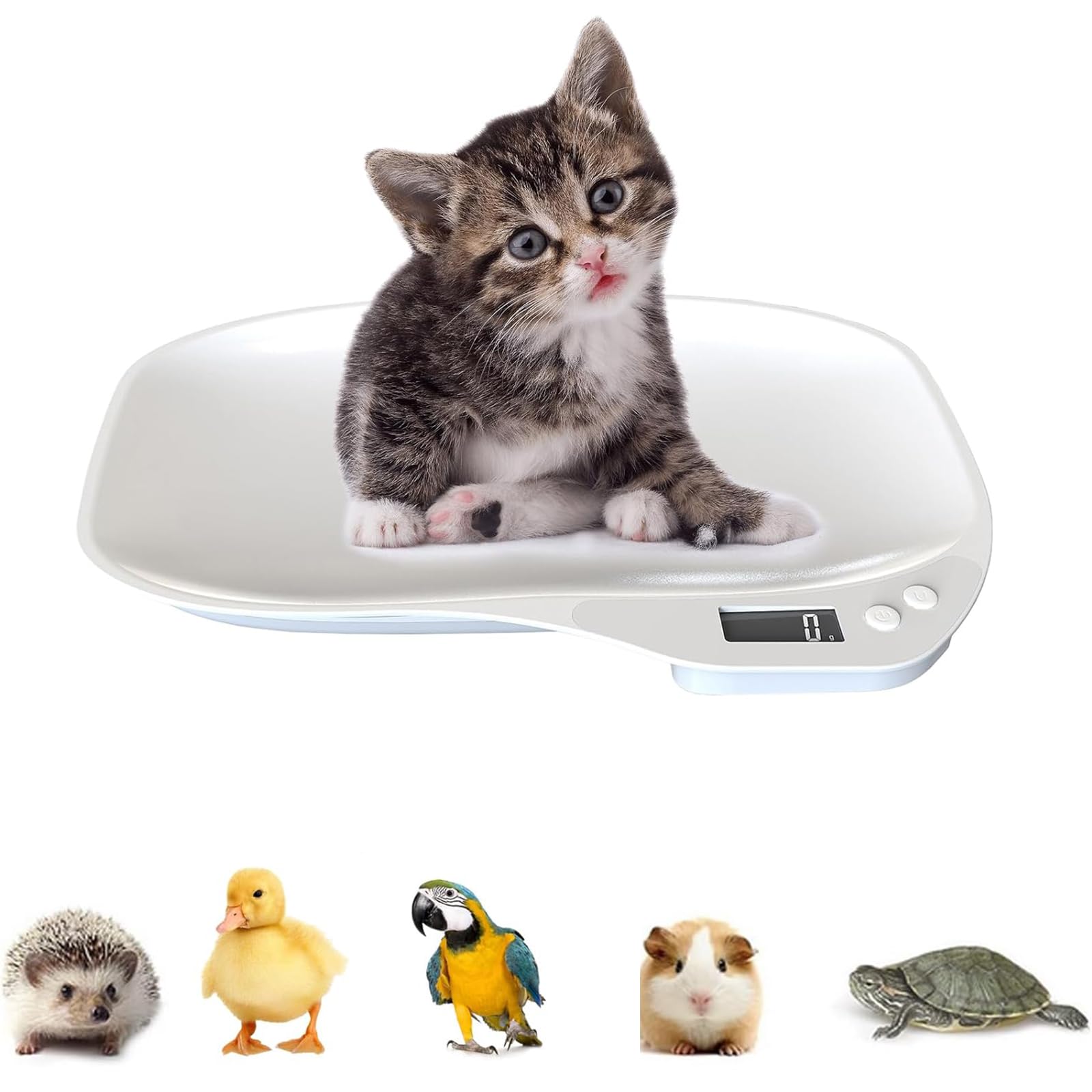 Rakuten - ペット体重計 小動物用電子体重計 小型 デジタル ペット はかり1g単位 最大15kgまで グラム表示 精密 ポータブル 小動物 小型ペットの健康管理に適用 ピンク電池式 （ホワイト）
