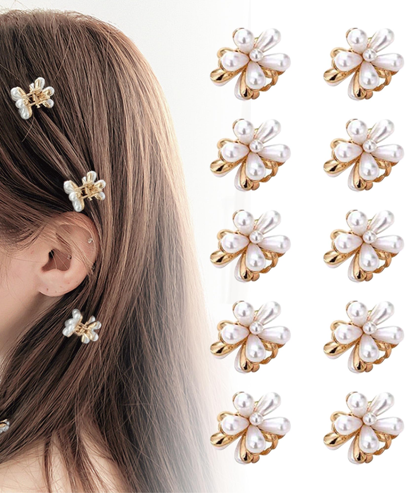Rakuten - 【10個入り】ミニヘアクリップ ヘアピン 花 前髪クリップ 花 前髪クリップ 真珠のヘアクリップ ヘアアクセサリー 髪飾り 髪留め 花 可愛い 結婚式 卒業式用 子ども 誕生日