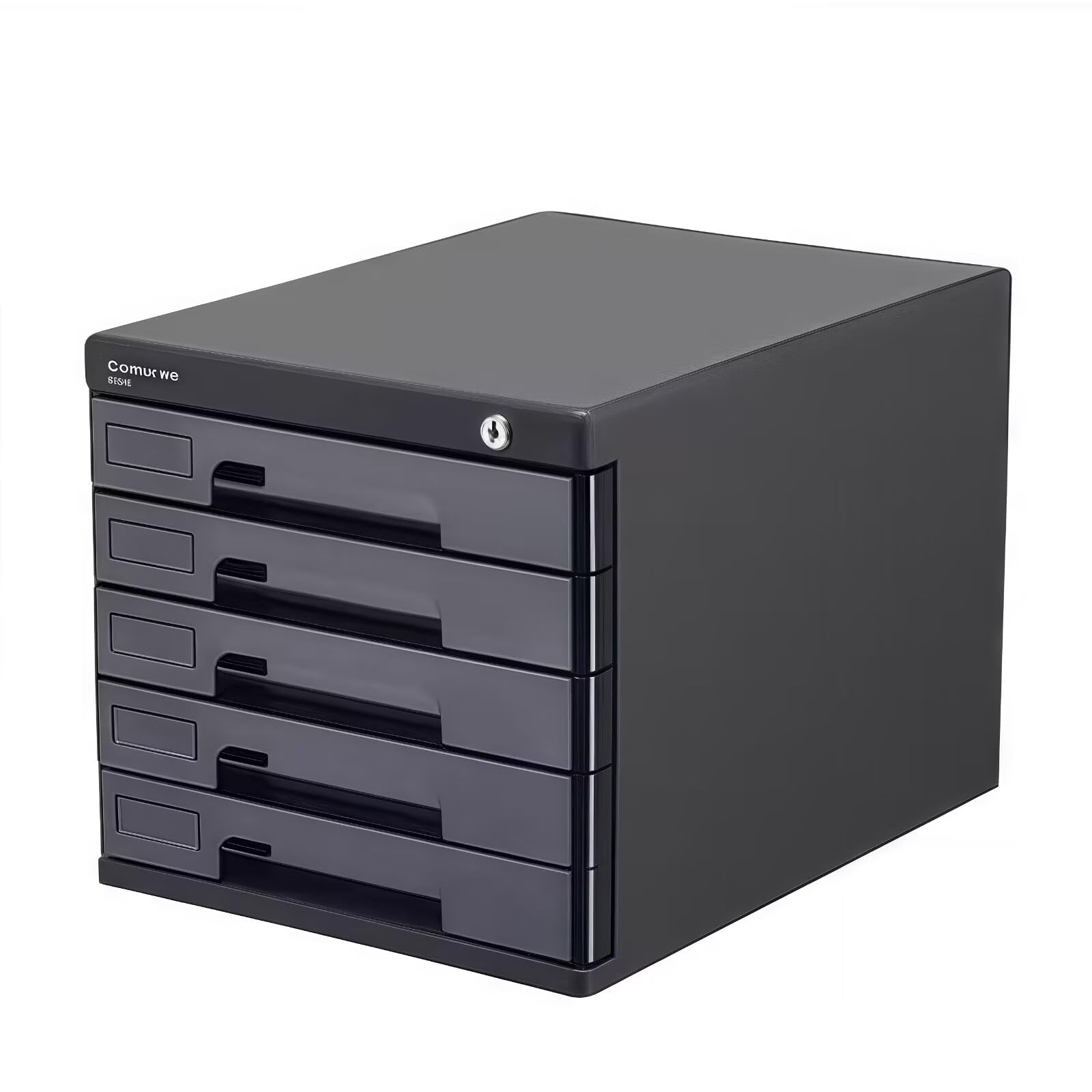 オフィスワゴン 書類ケース サイド キャビネット セキュリティロック キャビネット オフィスワゴン 袖机 鍵付き 引き出し収納 大容量 A4対応 柜子 仕事 書類整理 文具 36*27*25cm 5段 ブラック