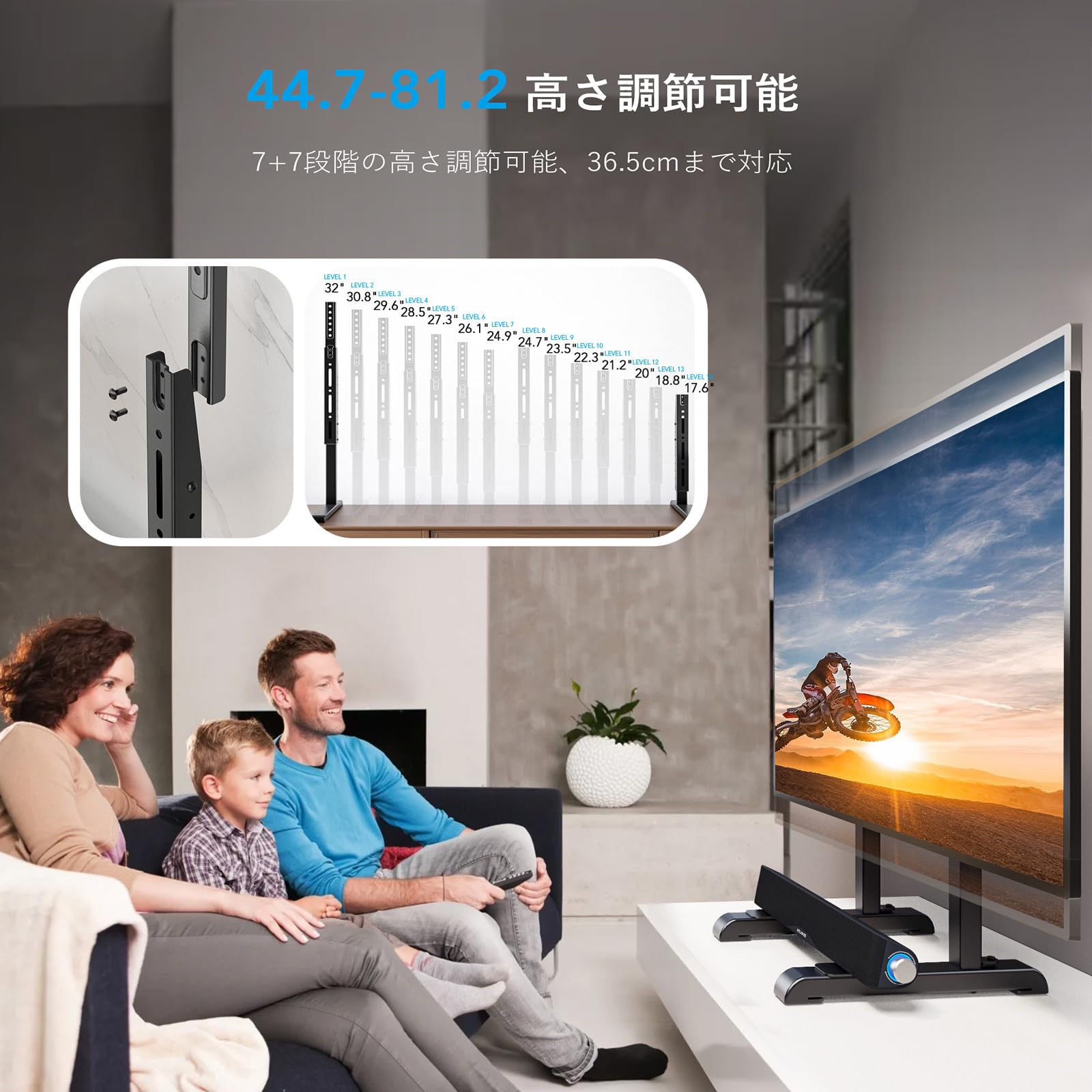 AX WABER テレビスタンド tvスタンド tv stand テレビ台 壁寄せ ロータイプ 卓上 壁掛け モニター 回転 37~80インチ対応 VESA/横100～80 [2]