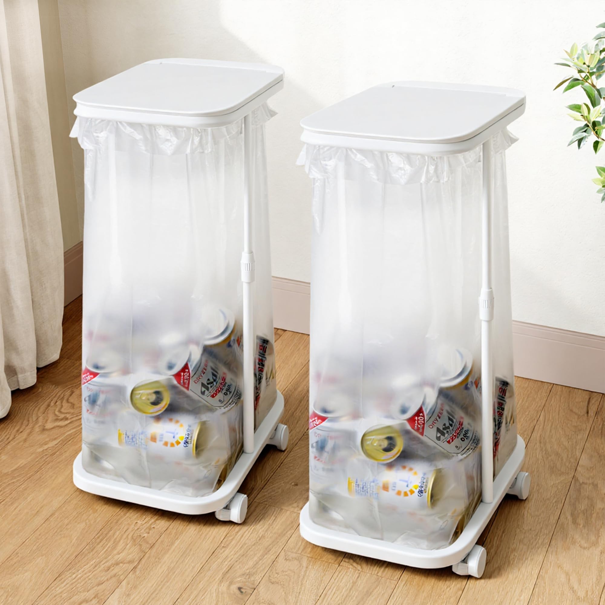 【送料無料】ゴミ袋ホルダー ゴミ分別 ゴミ箱 45l 容量調節可 20L～90L ゴミ袋対応 ふた付き スリム おしゃれ 分別ゴミ箱 キャスター付