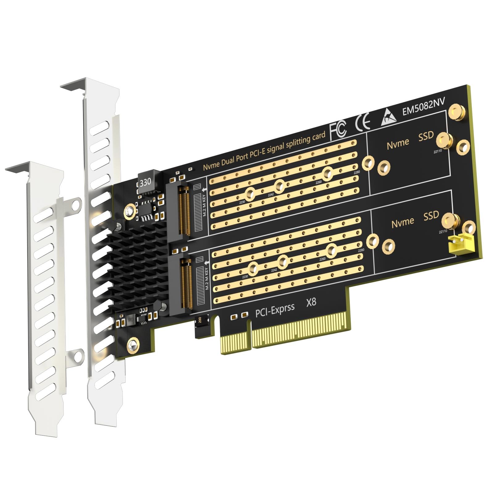 【送料無料】PA21 2枚 M.2 NVMe SSD から PCIe 4.0 X8 変換アダプタ, M.2 NVMe RAID 対応 (22110/2280サイズ対応) PCIe 分岐機能非対応