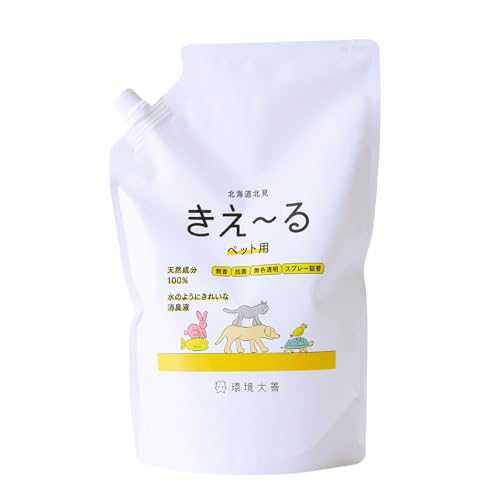 環境ダイゼン 環境大善 きえ~る 消臭液 ペット用 詰め替え 1L 無香 抗菌 無色透明 天然成分100% 日本製 H-KP-1LT 送料無料