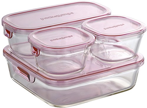 iwaki(イワキ) 耐熱ガラス 保存容器 ピンク 4個セット パック&レンジ PS-PRN-4P2 送料無料