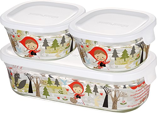 iwaki(イワキ) 耐熱ガラス 保存容器 シンジカトウ precious red hood 3個セット パック&レンジ PS-PRNS 送料無料