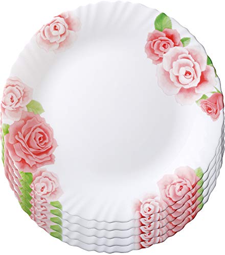 iwaki(イワキ) 耐熱ガラス 食器 耐熱皿 強化ガラス食器 ローズ柄 大皿 25cm ×5点セット 電子レンジ対応..