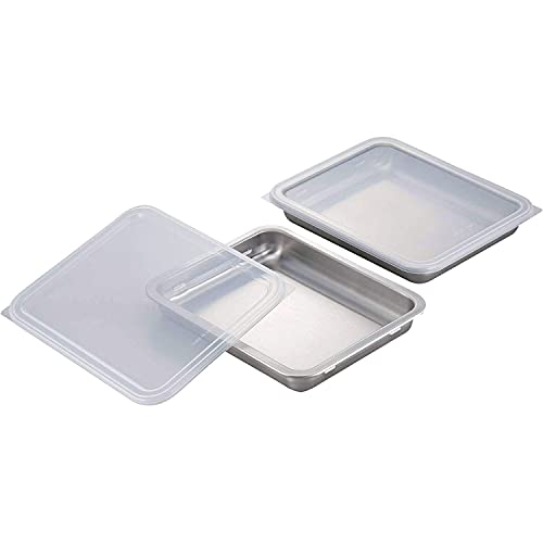 下村企販 保存容器 ワイド 2個組 【日本製】 下ごしらえに便利 サビにくい 一時保存 作り置き ぎょうざ ハンバーグ フタ付き 浅型 送料無料