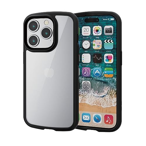 ELECOM - エレコム iPhone15 Pro ケース TOUGH SLIM LITE 背面ガラス 耐衝撃 衝撃吸収 薄型 軽量 ストラップシート付 送料無料