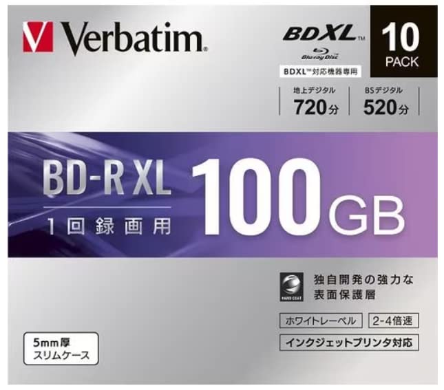 Verbatim バーベイタム(三菱化学メディア) 4倍速対応BD-R XL 10枚パック 100G ...