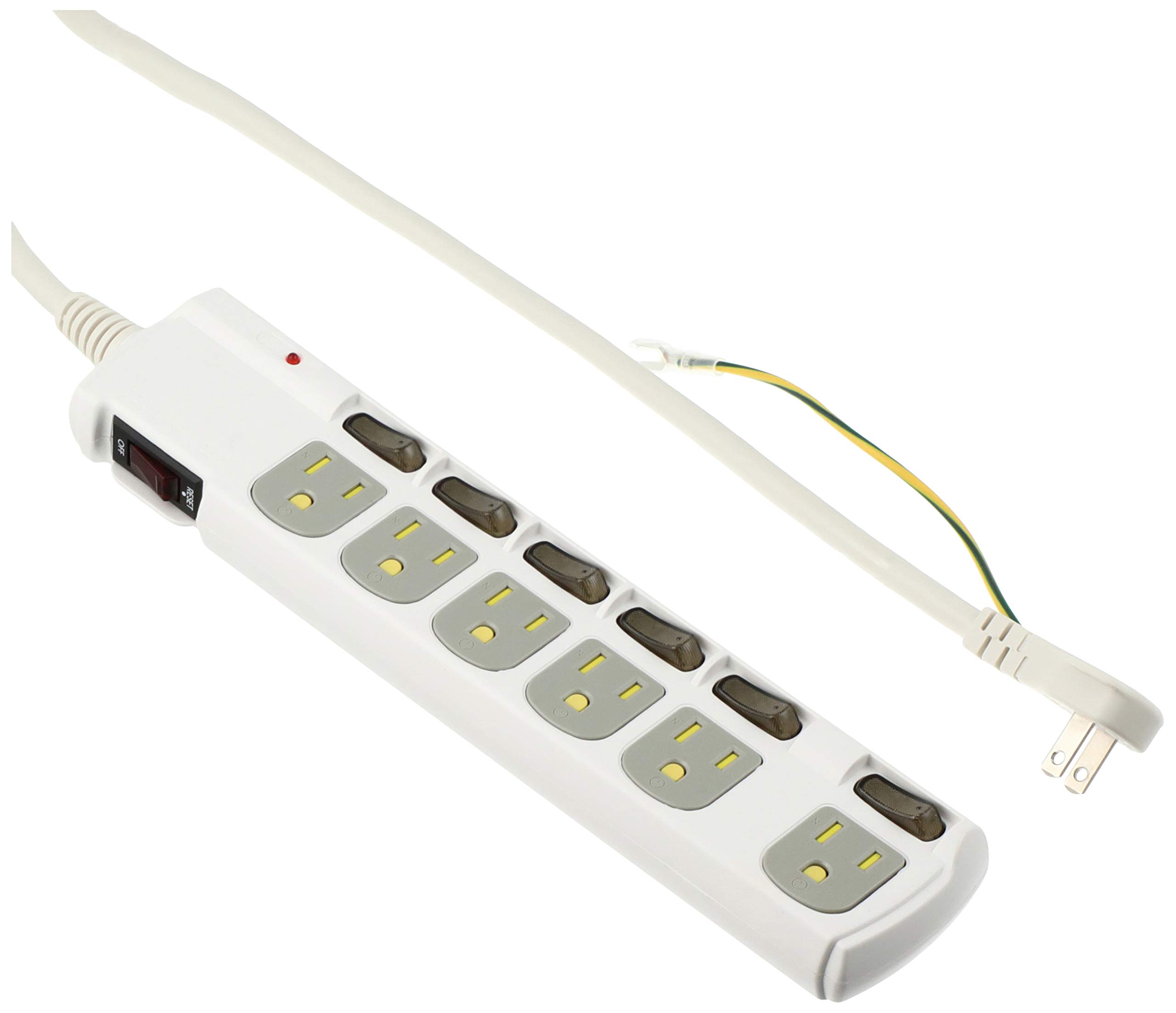 オーム(OHM) オーム電機 アース&雷ガード、3Pプラグ対応 個別スイッチ付き 節電タップ 6個口 1.8m [HS-T1259W] 送料無料