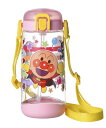 レック(LEC) アンパンマン クリア 水筒 ボトル ( ストロー タイプ ) 450ml ワンタッチオープン ピンク 送料無料