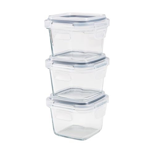 シービージャパン 耐熱ガラス 保存容器 180ml スクエア 3個セット つくりおき 冷凍 電子レンジOK 食器洗浄機OK 熱湯消毒OK 送料無料