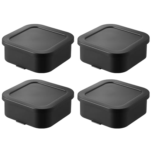 山崎実業(Yamazaki) 温まりやすい 立つ 冷凍ごはん 容器 一膳 タワー ブラック 【4個組】 食洗機・電子レンジ対応 ザル付き 送料無料