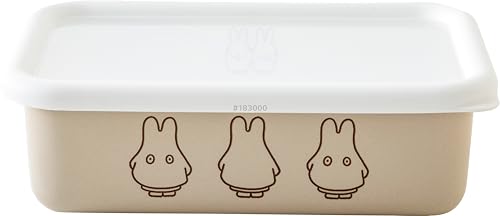 富士ホーロー ミッフィー パステル 保存容器 蓋付き 浅型 レクタングル 角型 Mサイズ グレージュ おばけ miffy 琺瑯 送料無料