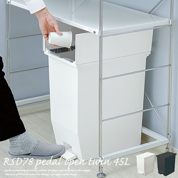 ゴミ箱 45リットル RSD-78 SOLOW ペダルオープンツイン45L ごみ箱 45l おしゃれ ペダル式 室内 屋外 収納 おしゃれ キッチンメーカー直送の為代引き不可