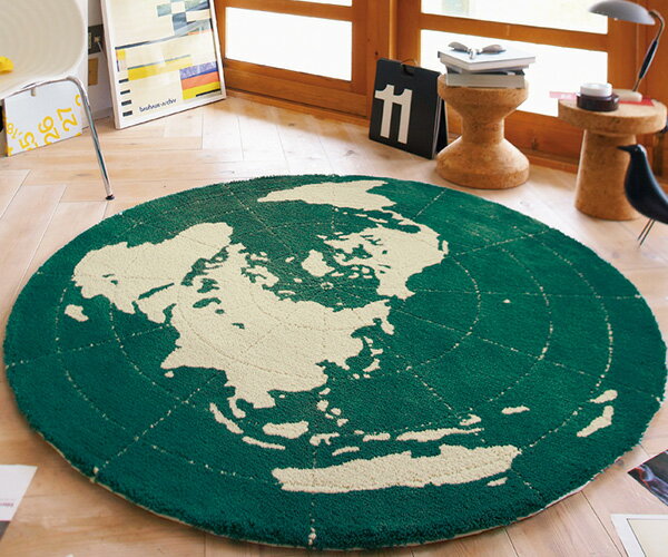 【東リ】 ラグマット TOR3852 148cm×148cm 円形ラグ グリーン ラグマット 北欧 東リ アクセントラグ グリーン 地球柄 北欧 総柄　ポップ ワンルーム 家族 一人暮らし 1.5畳 東リ ラグ マット