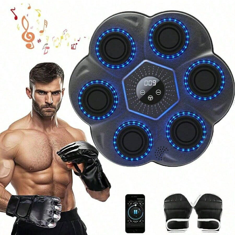 【新店限定 全品 8 折】2025年新作 ボクシングマシン 音楽ボクシング パンチング Bluetooth グローブ付き マシン スマートブルートゥースボクシングマシン、ボクシンググローブ付き壁掛け式音楽、LEDディスプレイ付き自宅ワークアウト、屋内ジムのパンチングバッグ