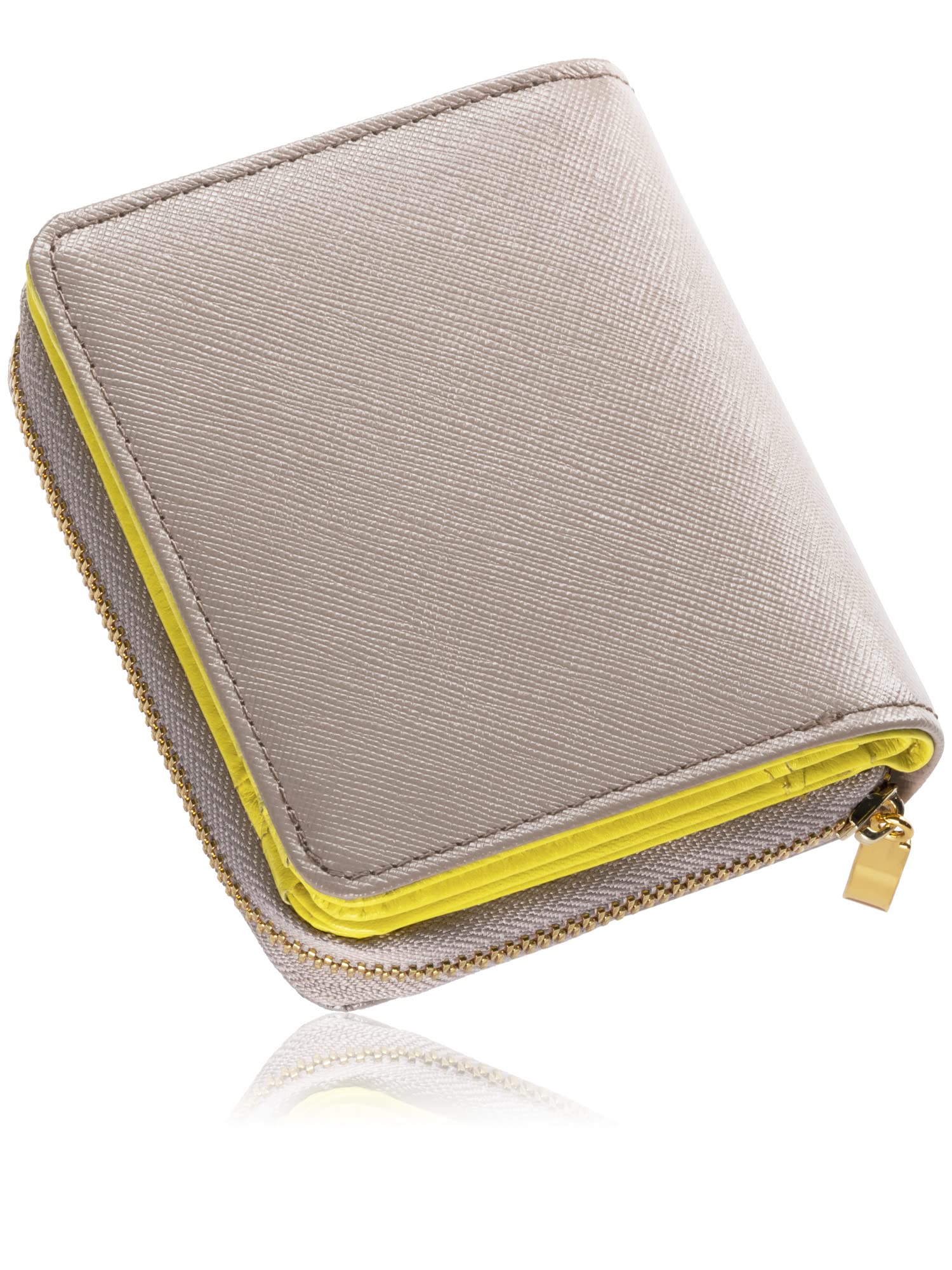 強くて可愛いサフィアーノ。本革バイカラーミニ財布 レディース 2つ折り財布 ゴートレザー スキミング防止 コンパクト