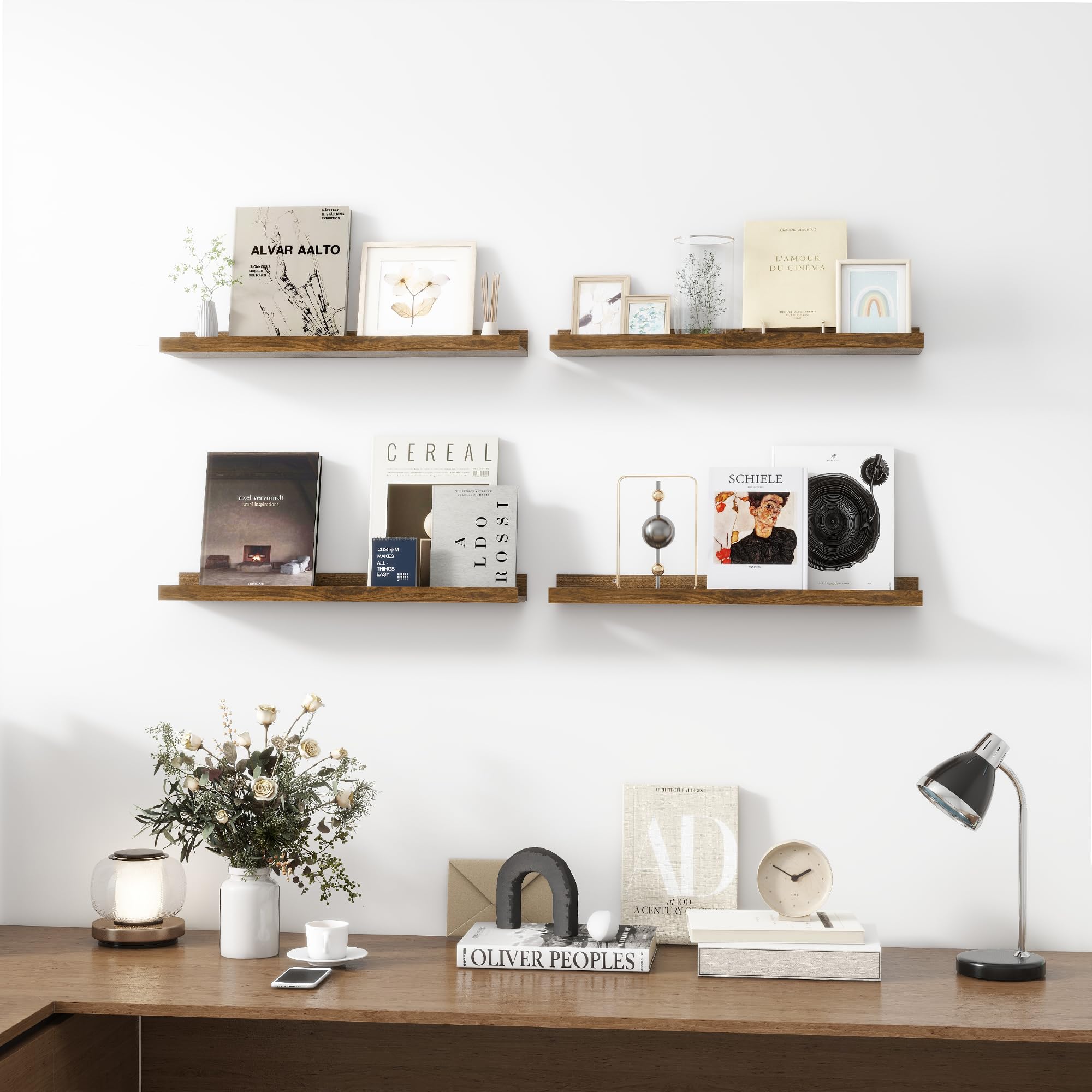 ピクチャーレッジシェルフ MDF 木製 フローティングシェルフ 2枚セット ピクチャーレッジ 写真レッジ 壁取り付け
