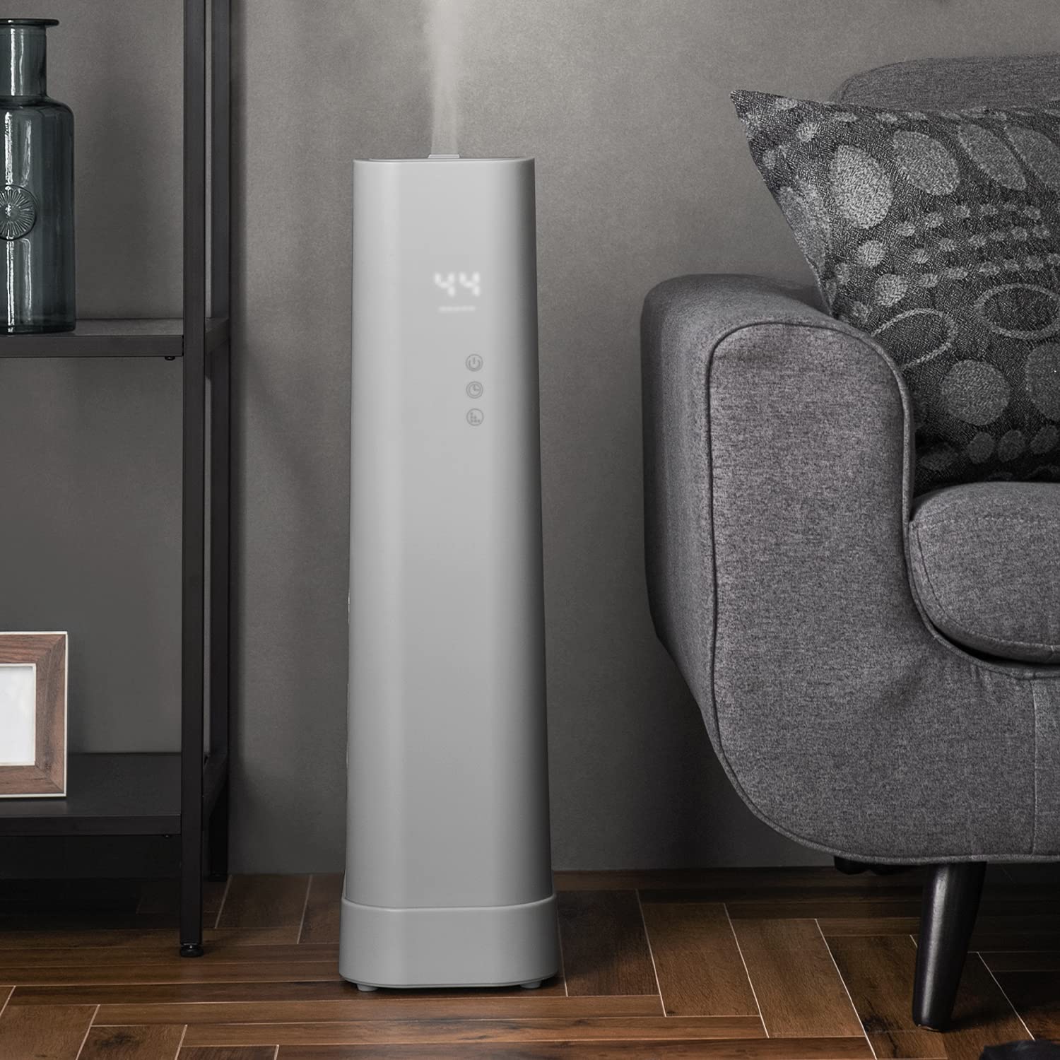 モダンデコ 加湿器 超音波式 大容量 6.5L 11畳まで対応 超音波式加湿器 タワー型 アロマ対応 床置き 上部給水 スリム 節電 静音