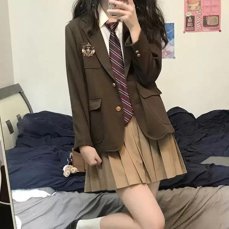 4点セット 女子高生 制服 リボン ブレザー スカート シャツ セット JK 学生 スクール コスプレ ファッション 高生 制服 高校制服 学生服 学