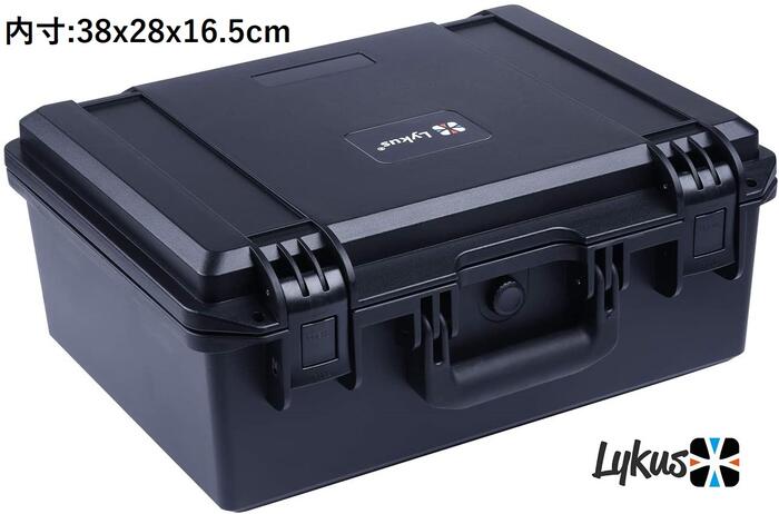 Lykus HC-3820 防水防塵ハードケース 格子状カットスポンジ内蔵 内寸:38x28x16.5cm 一眼レフカメラ ピストル ドローン ミラーレスカメラ アクションカメラ スマホ タブレット アイパッドに適用 プロテクターケース SGS認証 IP67級