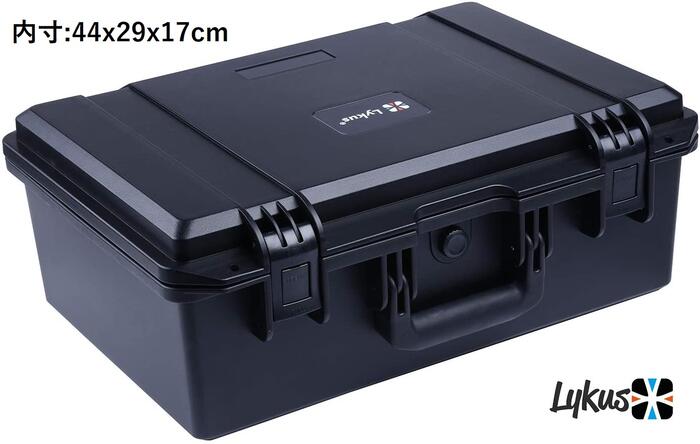 Lykus HC-4420 防水防塵ハードケース 格子状カットスポンジ内蔵 内寸:44x29x17cm 一眼レフカメラ ピストル ドローン ミラーレスカメラ アクションカメラ スマホ タブレット アイパッドに適用 プロテクターケース SGS認証 IP67級