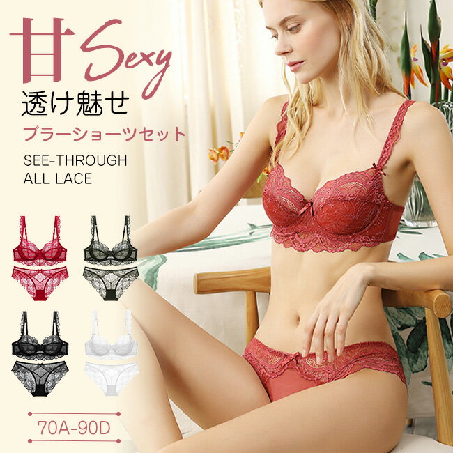 送料無料 総レースブラ 総レース ブラジャー 上下セット セクシー レース 大きいサイズ 下着 レディー..