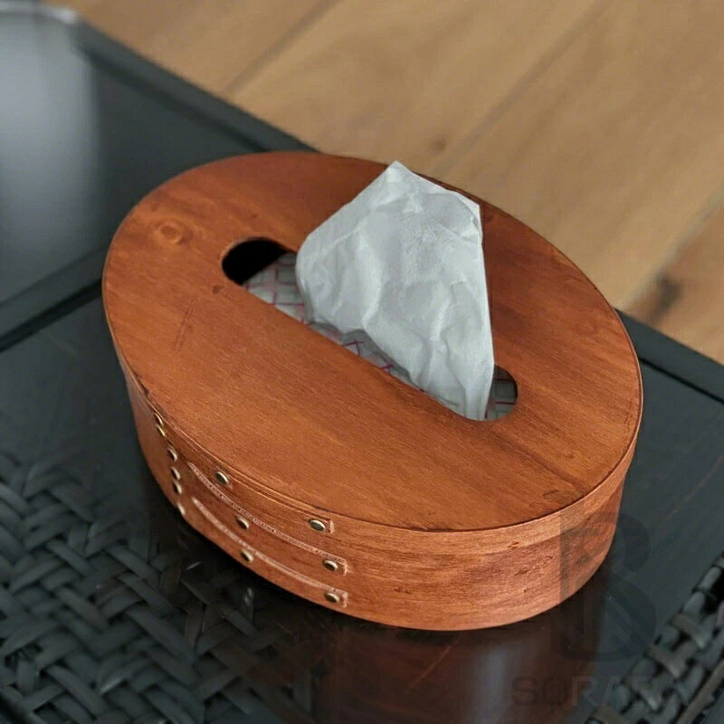 天然木 ティッシュボックス ティッシュケース ソフトパック用 ブラウン インテリア 北欧 オーバルボックス シェイカーボックス 木箱 収納ボックス ふた付き アンティーク 風 おしゃれ 浅型 裁縫箱 ソーイングボックス 木製 送料無料 [3]