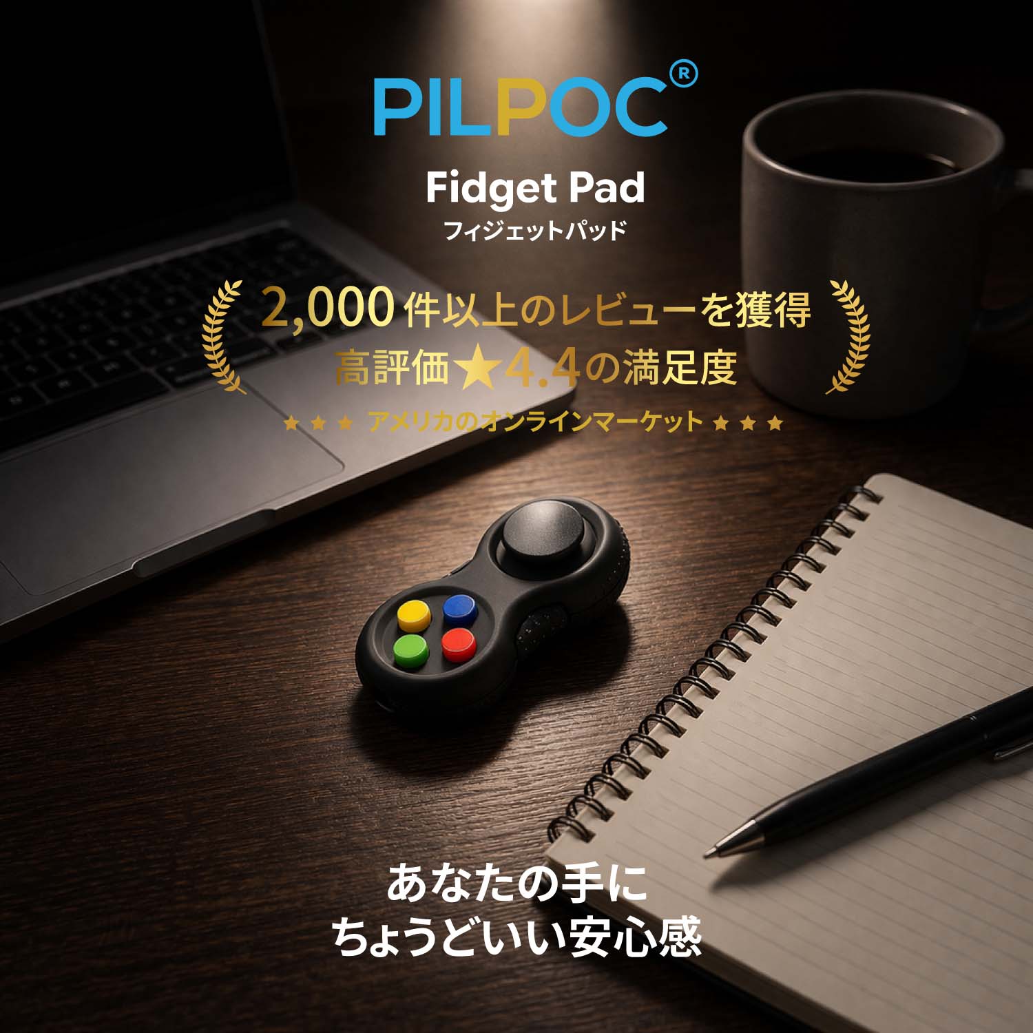 【送料無料】PILPOC Fidget Pad - フィジェットパッド フィジェットトイ ストレス解消 おもちゃ グッズ フィジェットコントローラー ガジェット 集中力 気分転換 クリック 回転 携帯用 持ち運び 軽量 コンパクト ポケットサイズ【ブラック】 soraselection-10000048 SoraSelections サンプル画像2