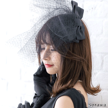 バードケージベールバードケージサテンリボントークブラック日本製の上質なヘッドアクセサリートーク帽チュール黒ヘアアクセサリー
