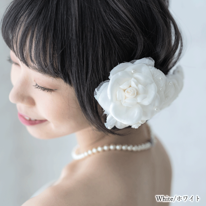 【 SALE期間中50%オフ!】【 送料無料 】 ローズ と レース の ヘッドドレス 髪飾り 白 ホワイト ピンク 日本製 sbtk1353 ブライダル ボン...