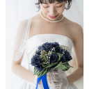 【 送料無料 】ブーケ ブートニア 髪飾り 3点セット ブルー 紺 青 グリーン 花束 日本製 sb088 王道 ウェディングブーケ ヘッドドレス ヘッドコサー...