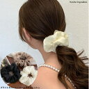 ブライトカラーレイヤードサテンシュシュ おとな かわいい ヘアゴム パーティー 結婚式 上品 清楚 跡がつきにくい ヘアアレンジ ヘアアクセ プチプラ プレゼン...