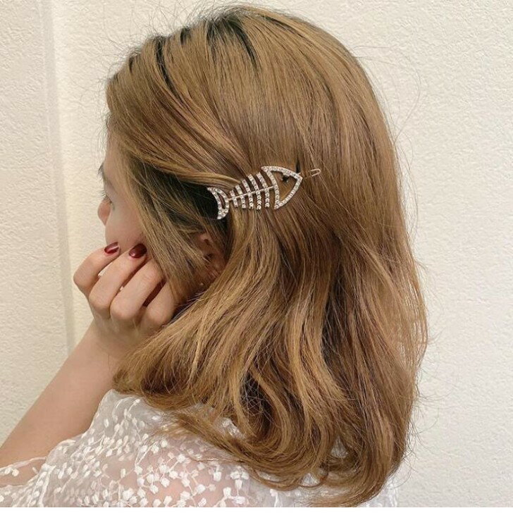 ラインストーンフィッシュボーンメタルヘアピン ...の紹介画像2