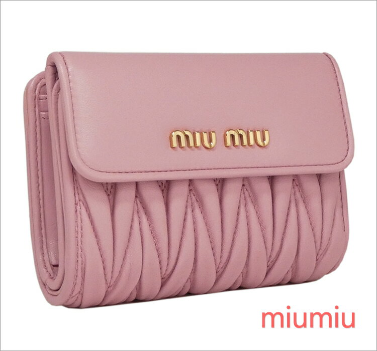 ミュウミュウ マテラッセ レザー 財布 MIU MIU 5ML002_N88_F0028 MATELASSE’ ROSA ローズピンク レディース miumiu スモール【ギフト ラッピング無料】【楽ギフ_包装】【新品 新作 未使用 正規品】